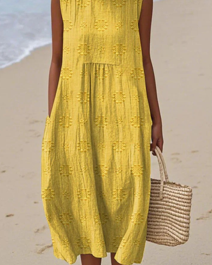 Women's Sleeveless Summer Dress with Embroidered Detail