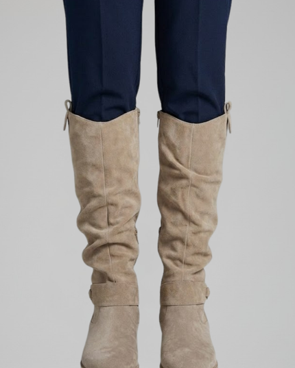 Women's Slouchy Suede-Look Knee-High Boots with Side Zip