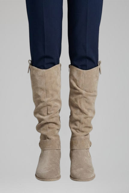 Women's Slouchy Suede-Look Knee-High Boots with Side Zip