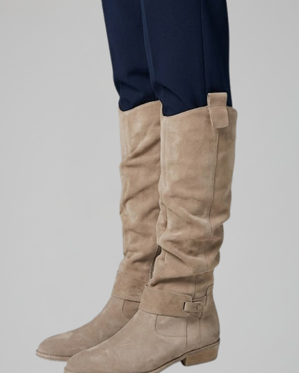 Women's Slouchy Suede-Look Knee-High Boots with Side Zip