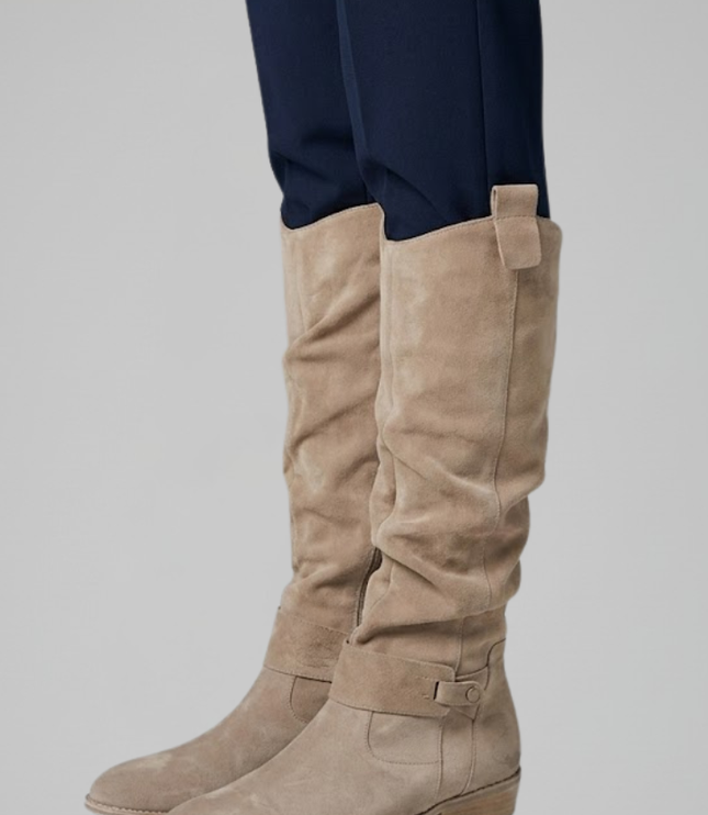 Women's Slouchy Suede-Look Knee-High Boots with Side Zip
