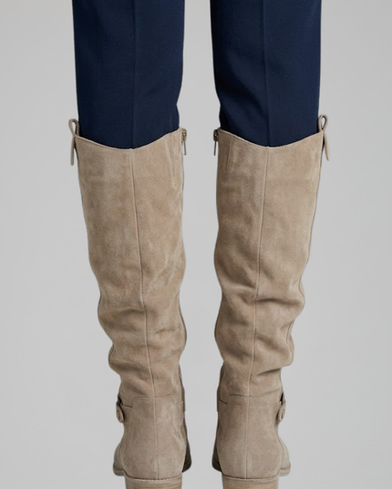 Women's Slouchy Suede-Look Knee-High Boots with Side Zip