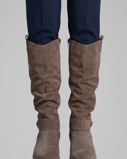 Women's Slouchy Suede-Look Knee-High Boots with Side Zip