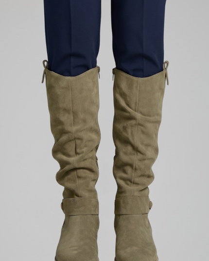 Women's Slouchy Suede-Look Knee-High Boots with Side Zip