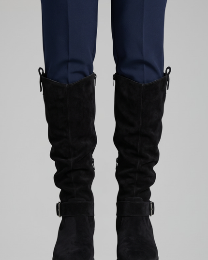 Women's Slouchy Suede-Look Knee-High Boots with Side Zip
