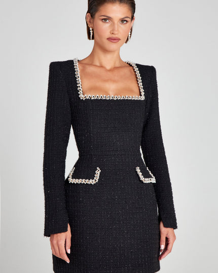 Women's Square Neck Long Sleeve Mini Homecoming Dress