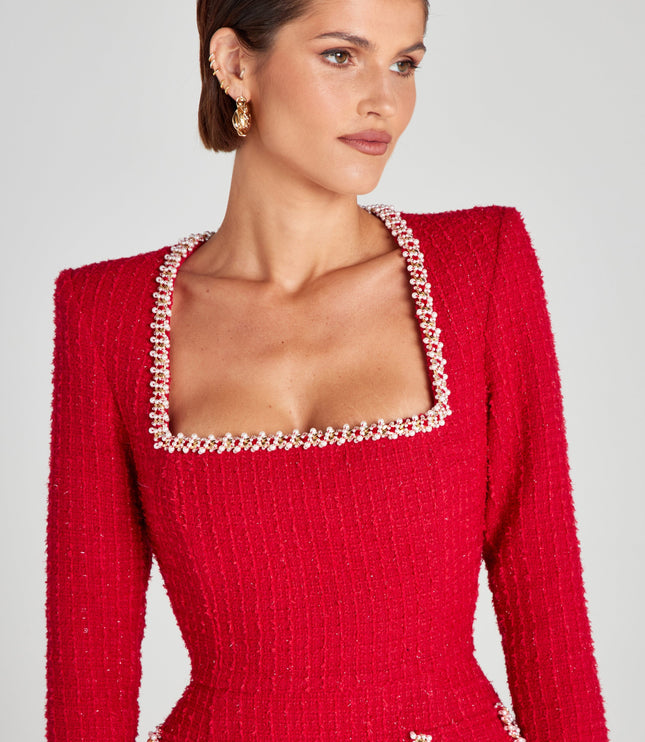 Women's Square Neck Long Sleeve Mini Homecoming Dress