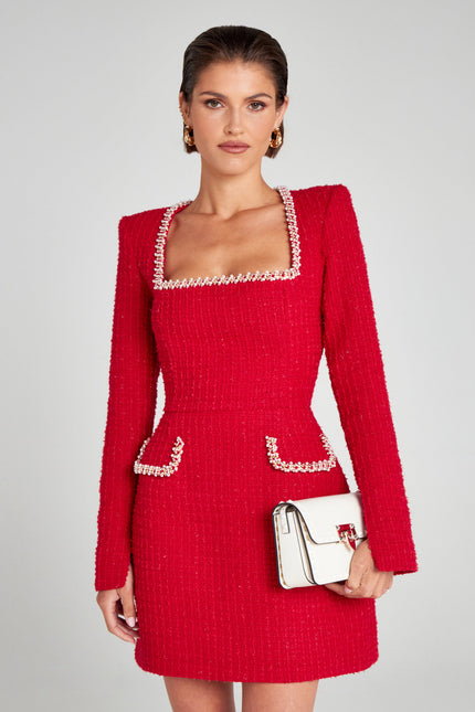Women's Square Neck Long Sleeve Mini Homecoming Dress