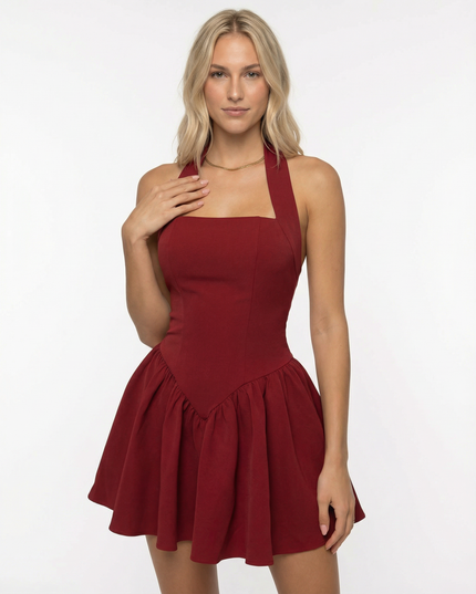 Women's Square Neck Short Sleeve Summer Mini Dress for Parties