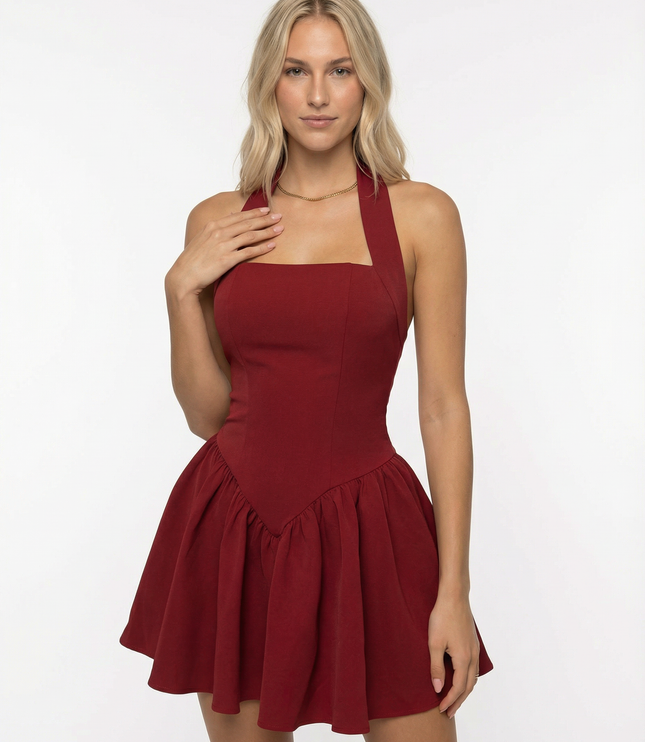 Women's Square Neck Short Sleeve Summer Mini Dress for Parties