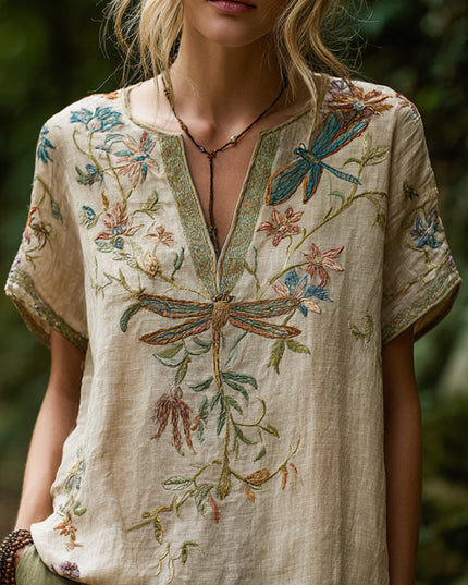 Women's Statement Blouse in Beige with a Relaxed Fit