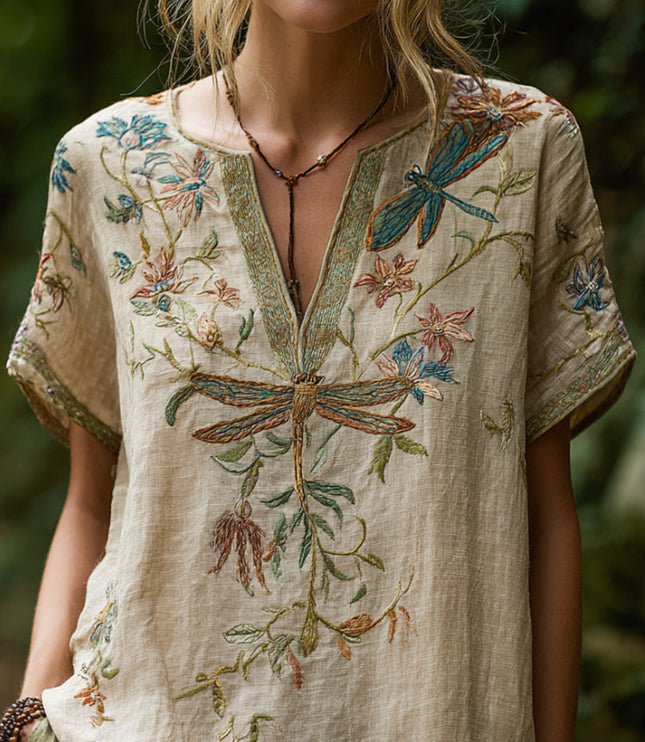 Women's Statement Blouse in Beige with a Relaxed Fit
