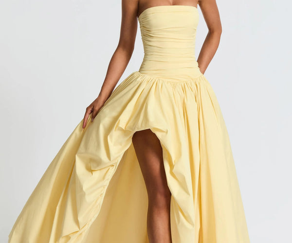 alisha ruched cutout strapless maxi dress AFRM Alisha Hardware Ruched Midi Dress
