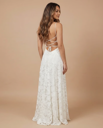 Women's Strapless Lace Maxi Dress