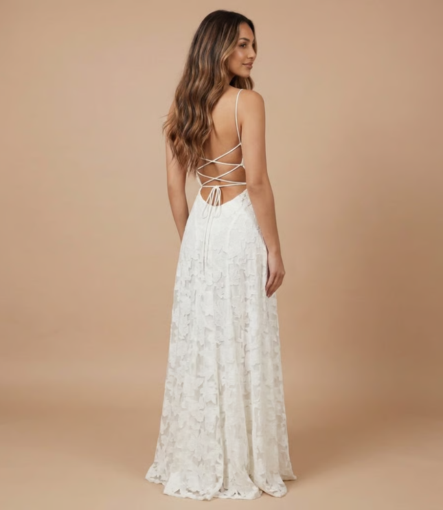 Women's Strapless Lace Maxi Dress