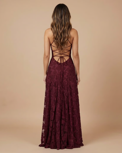 Women's Strapless Lace Maxi Dress