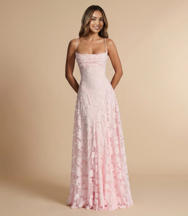 Women's Strapless Lace Maxi Dress