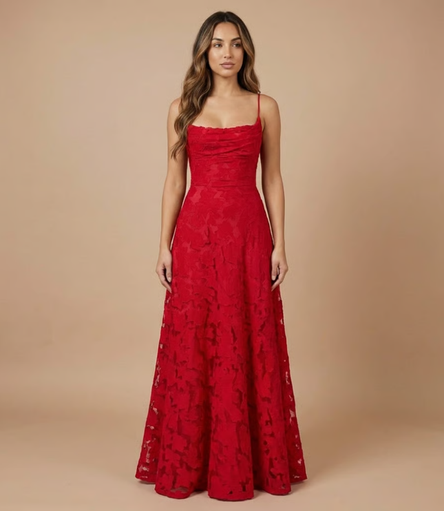Women's Strapless Lace Maxi Dress