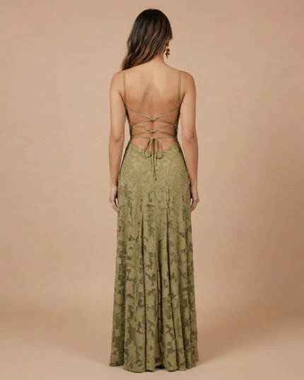 Women's Strapless Lace Maxi Dress