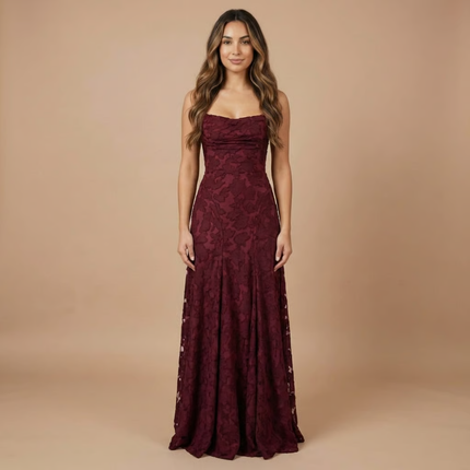 Women's Strapless Lace Maxi Dress