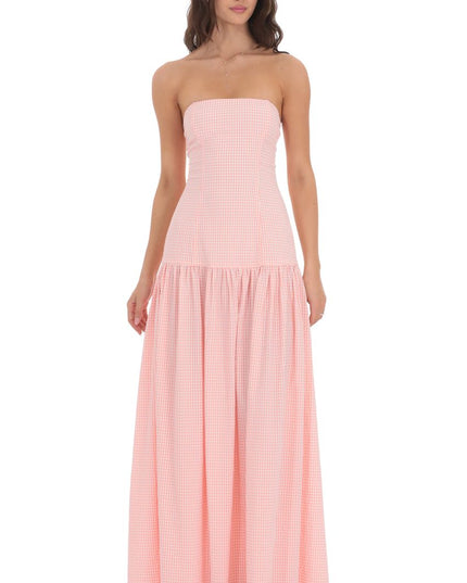 Women's Strapless Sleeveless Ruched Evening Maxi Dress