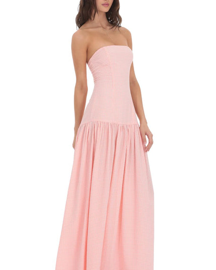 Women's Strapless Sleeveless Ruched Evening Maxi Dress