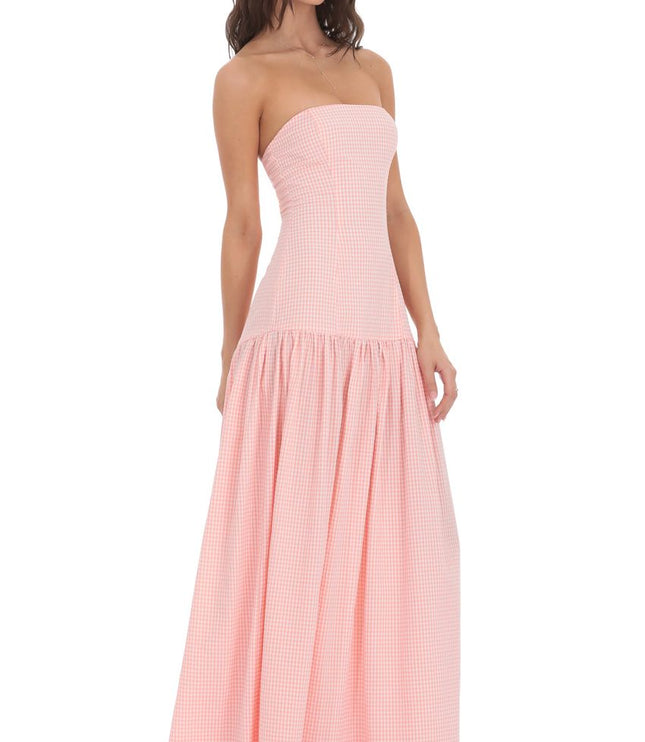 Women's Strapless Sleeveless Ruched Evening Maxi Dress