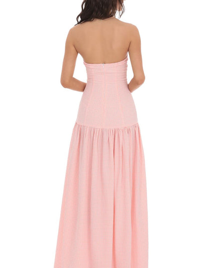 Women's Strapless Sleeveless Ruched Evening Maxi Dress