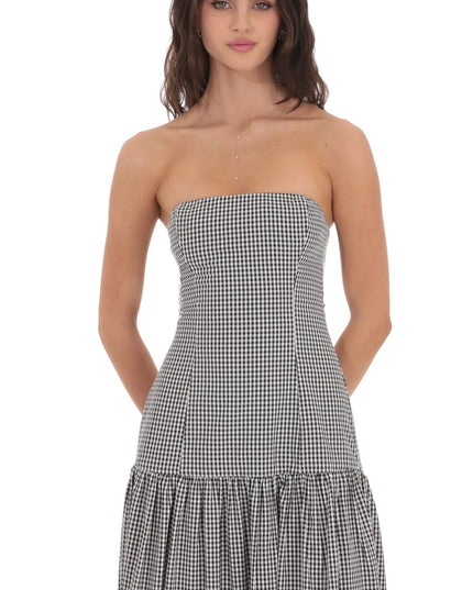 Women's Strapless Sleeveless Ruched Evening Maxi Dress