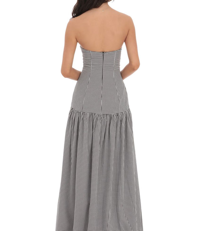 Women's Strapless Sleeveless Ruched Evening Maxi Dress