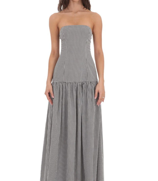 Women's Strapless Sleeveless Ruched Evening Maxi Dress