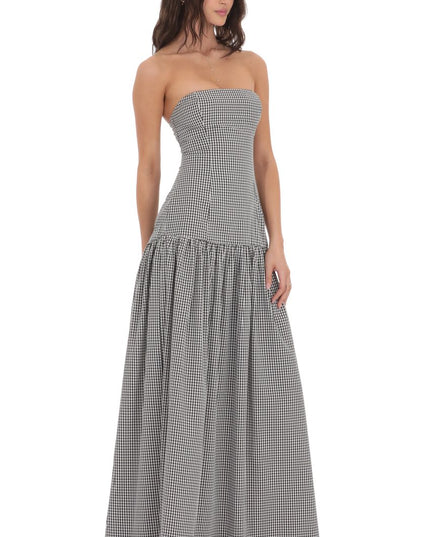 Women's Strapless Sleeveless Ruched Evening Maxi Dress
