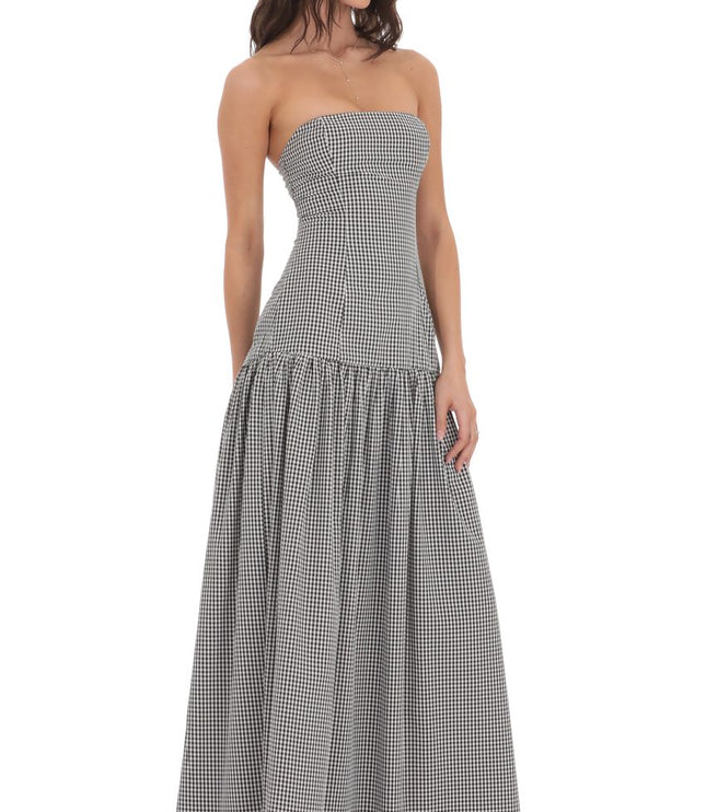 Women's Strapless Sleeveless Ruched Evening Maxi Dress