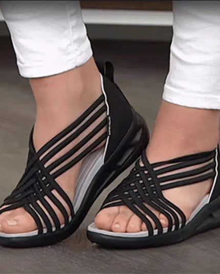 Women's Strappy Caged Wedges with Ankle Strap