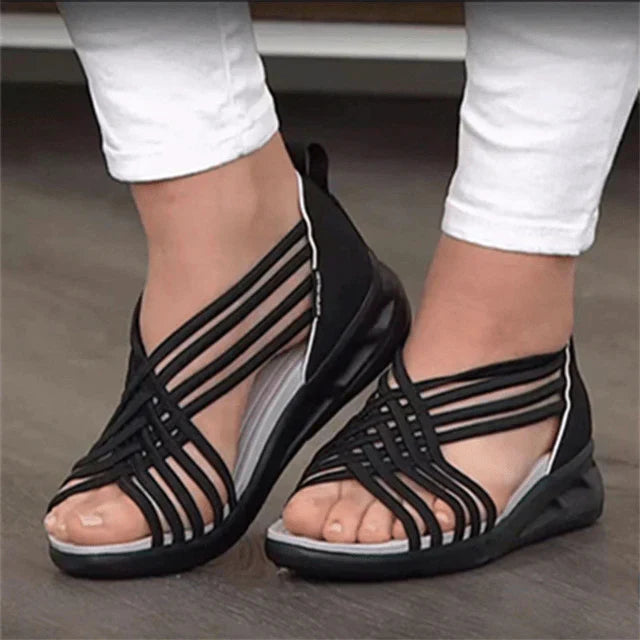 Women's Strappy Caged Wedges with Ankle Strap