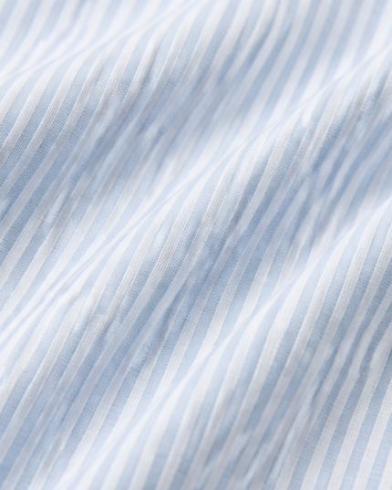 Women's Striped Henley Top with Short Sleeve Cuffs