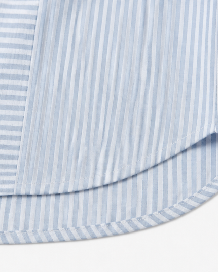 Women's Striped Henley Top with Short Sleeve Cuffs