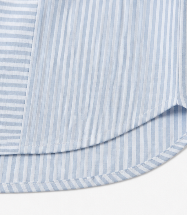 Women's Striped Henley Top with Short Sleeve Cuffs