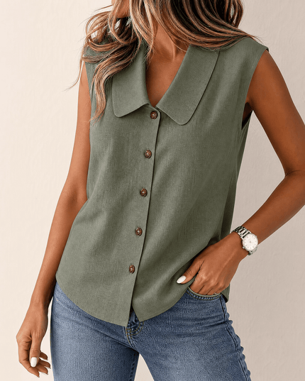 Women's Summer Blouse with Peter Pan Collar and Buttons