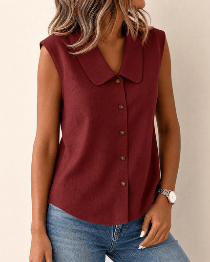 Women's Summer Blouse with Peter Pan Collar and Buttons