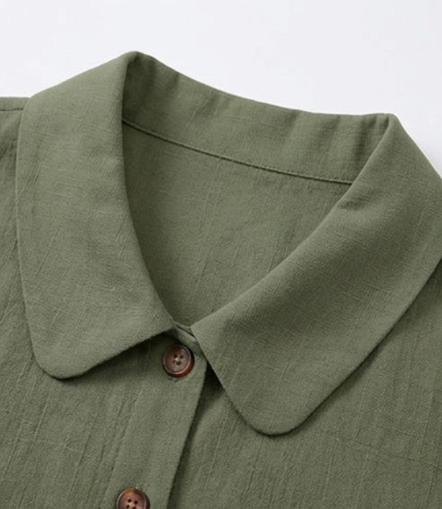 Women's Summer Blouse with Peter Pan Collar and Buttons