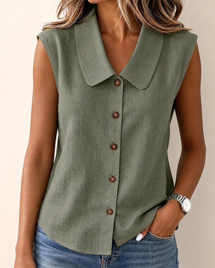 Women's Summer Blouse with Peter Pan Collar and Buttons