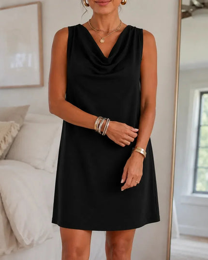 Women's Summer Dress in a Sleeveless Mini with Cowl Neck