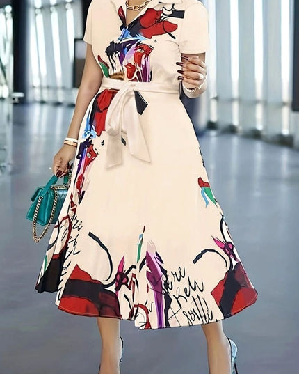 Women's Summer Dress with a Button Front and Abstract Print