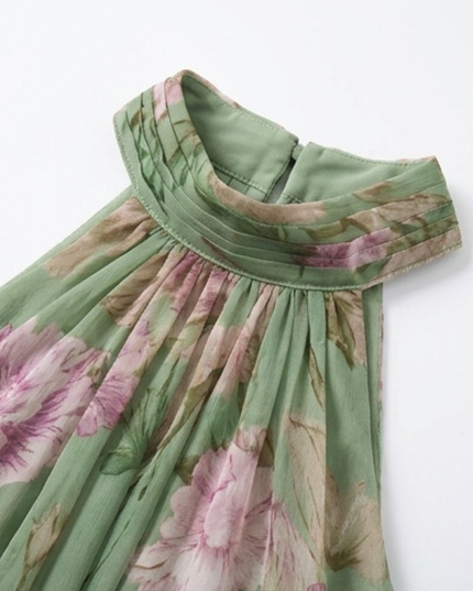 Women's Summer Maxi Dress in Floral with Halter Neck