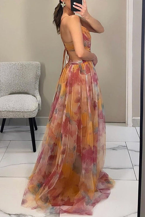 Women's Summer Maxi Dress in Floral with Wrap V-Neck