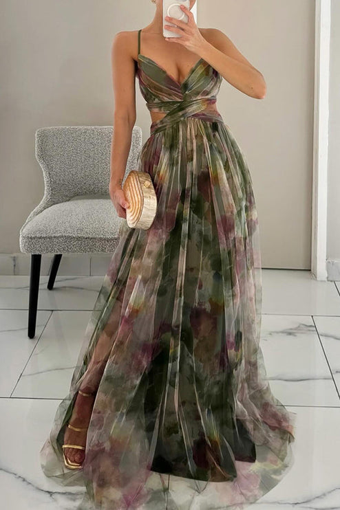 Women's Summer Maxi Dress in Floral with Wrap V-Neck