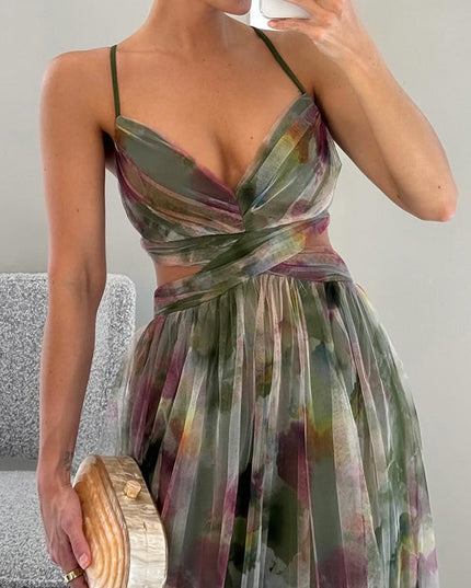Women's Summer Maxi Dress in Floral with Wrap V-Neck