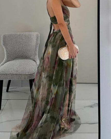 Women's Summer Maxi Dress in Floral with Wrap V-Neck