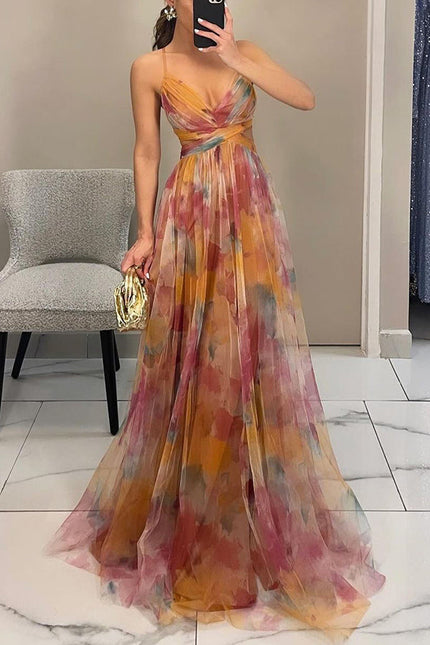 Women's Summer Maxi Dress in Floral with Wrap V-Neck